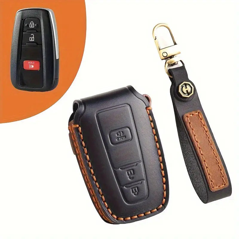 Premium Genuine Leather Key Fob Cover for Toyota