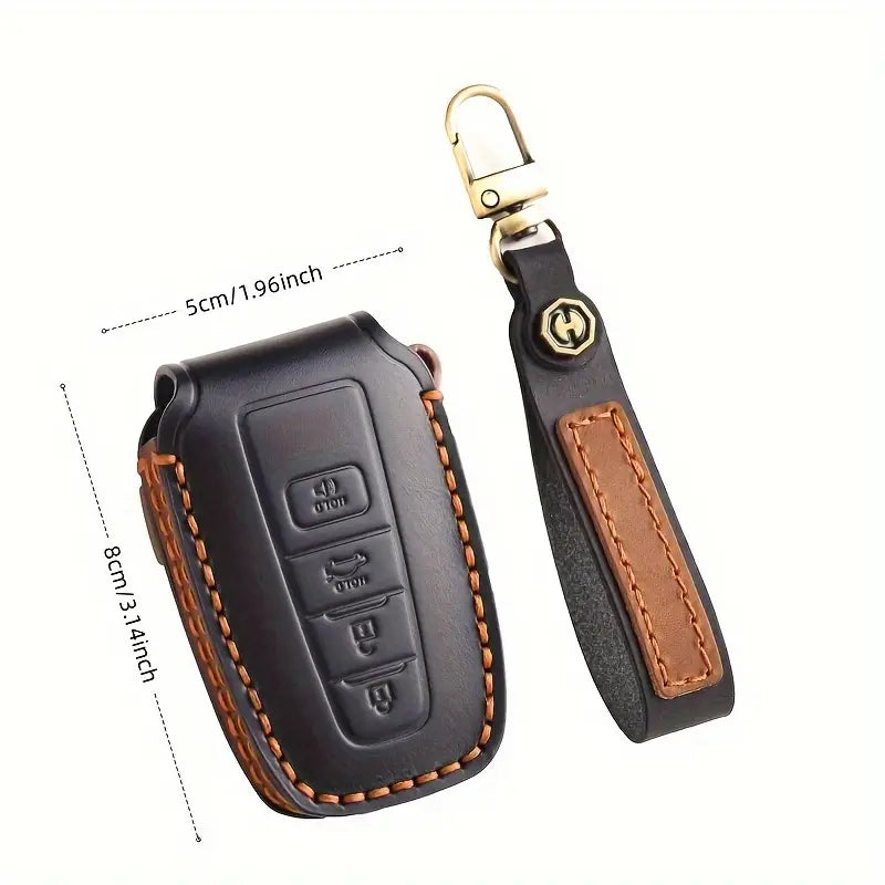 Premium Genuine Leather Key Fob Cover for Toyota