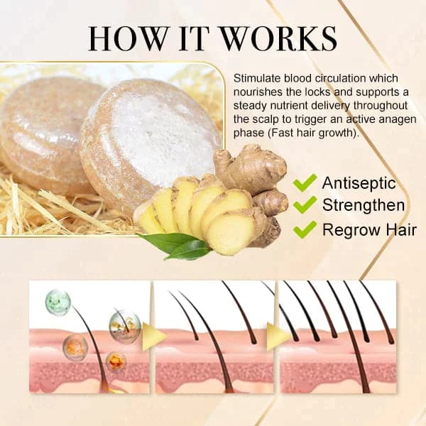 Ginger Cold Processed Hair Regrowth Shampoo Bar 1+1 (2 pcs)