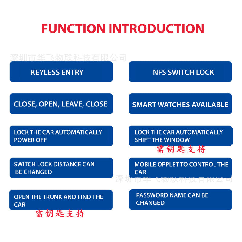 Mobile phone control car close to open and close NFC smart car key LCD