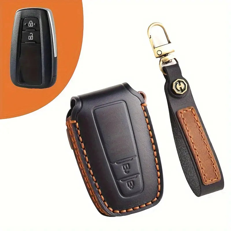 Premium Genuine Leather Key Fob Cover for Toyota