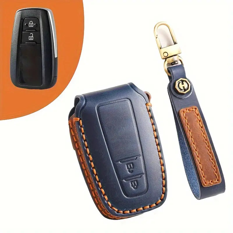 Premium Genuine Leather Key Fob Cover for Toyota