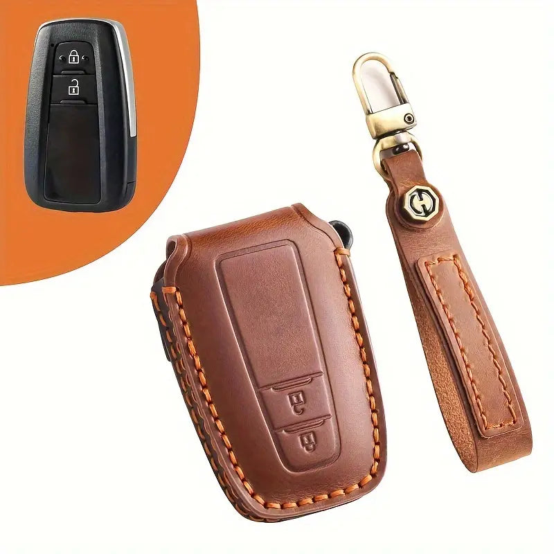 Premium Genuine Leather Key Fob Cover for Toyota