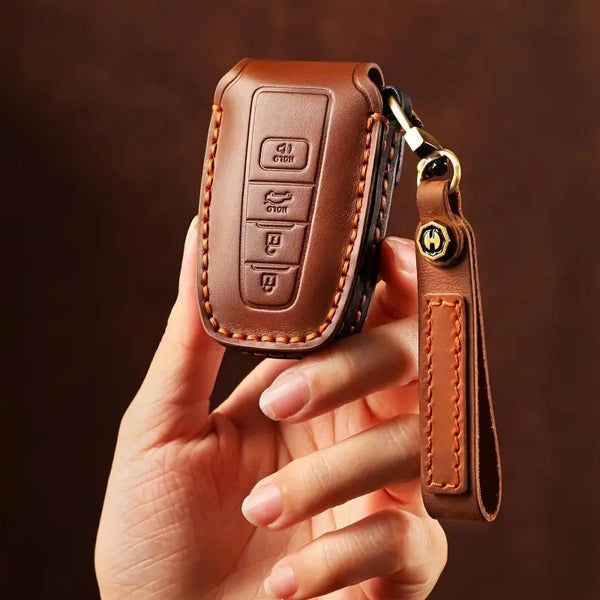 Premium Genuine Leather Key Fob Cover for Toyota