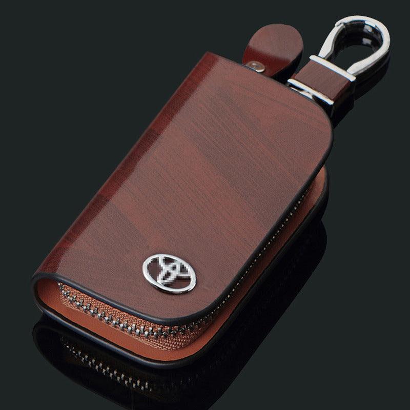 Wood Grain Leather Car Key Case