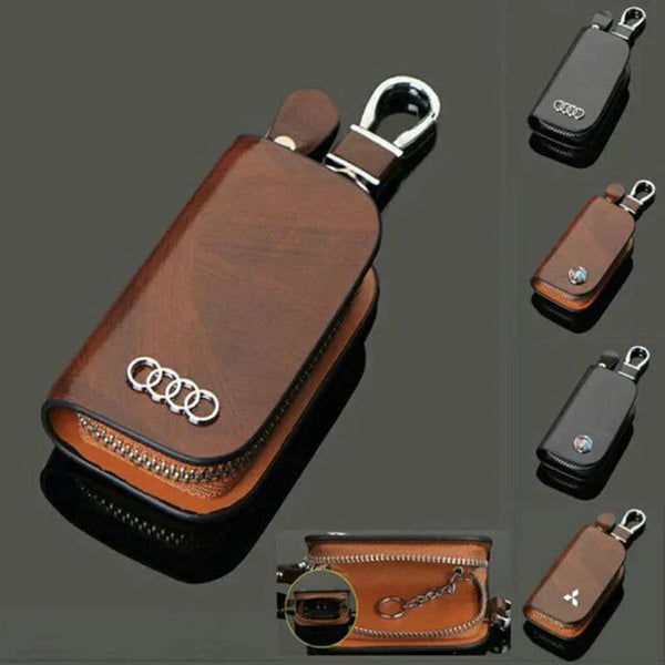Wood Grain Leather Car Key Case