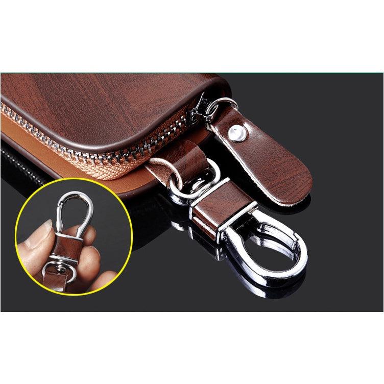 Wood Grain Leather Car Key Case