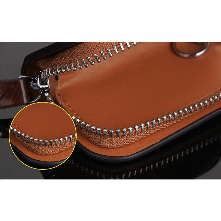 Wood Grain Leather Car Key Case