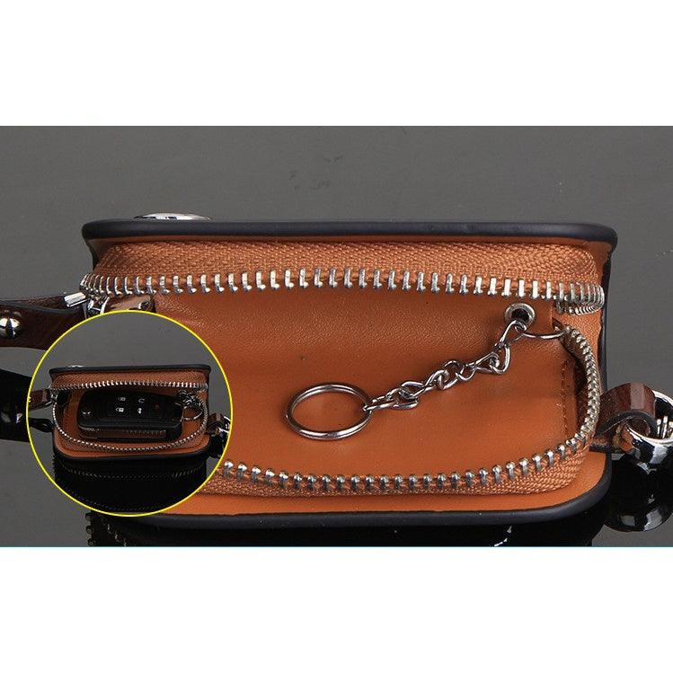 Wood Grain Leather Car Key Case