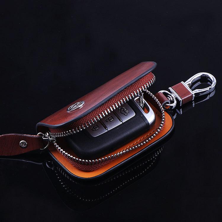 Wood Grain Leather Car Key Case