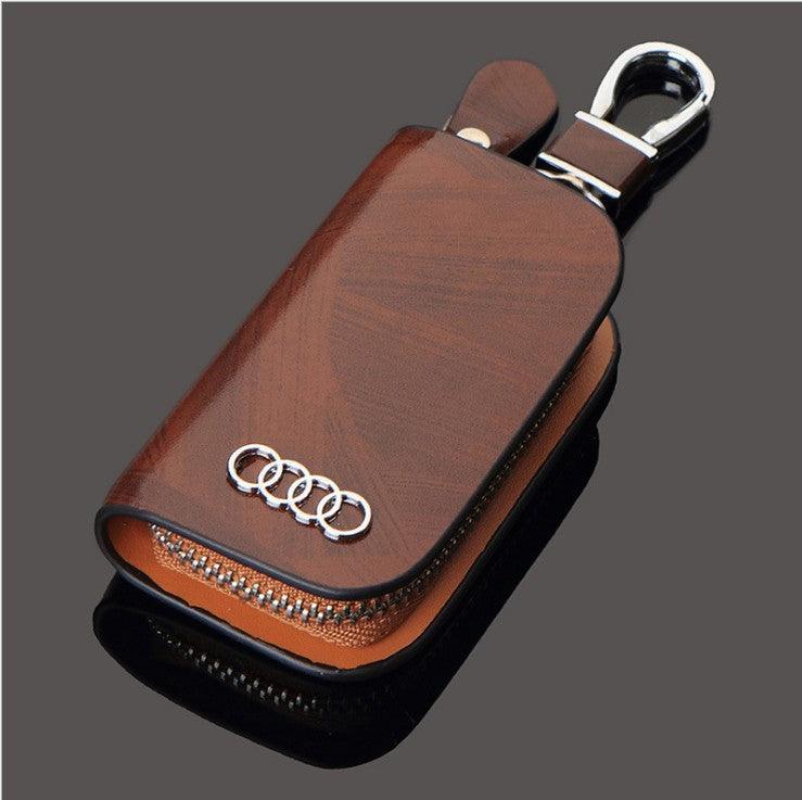 Wood Grain Leather Car Key Case